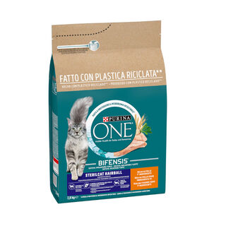 One Sterilcat Hairball Ração de Frango para gatos 